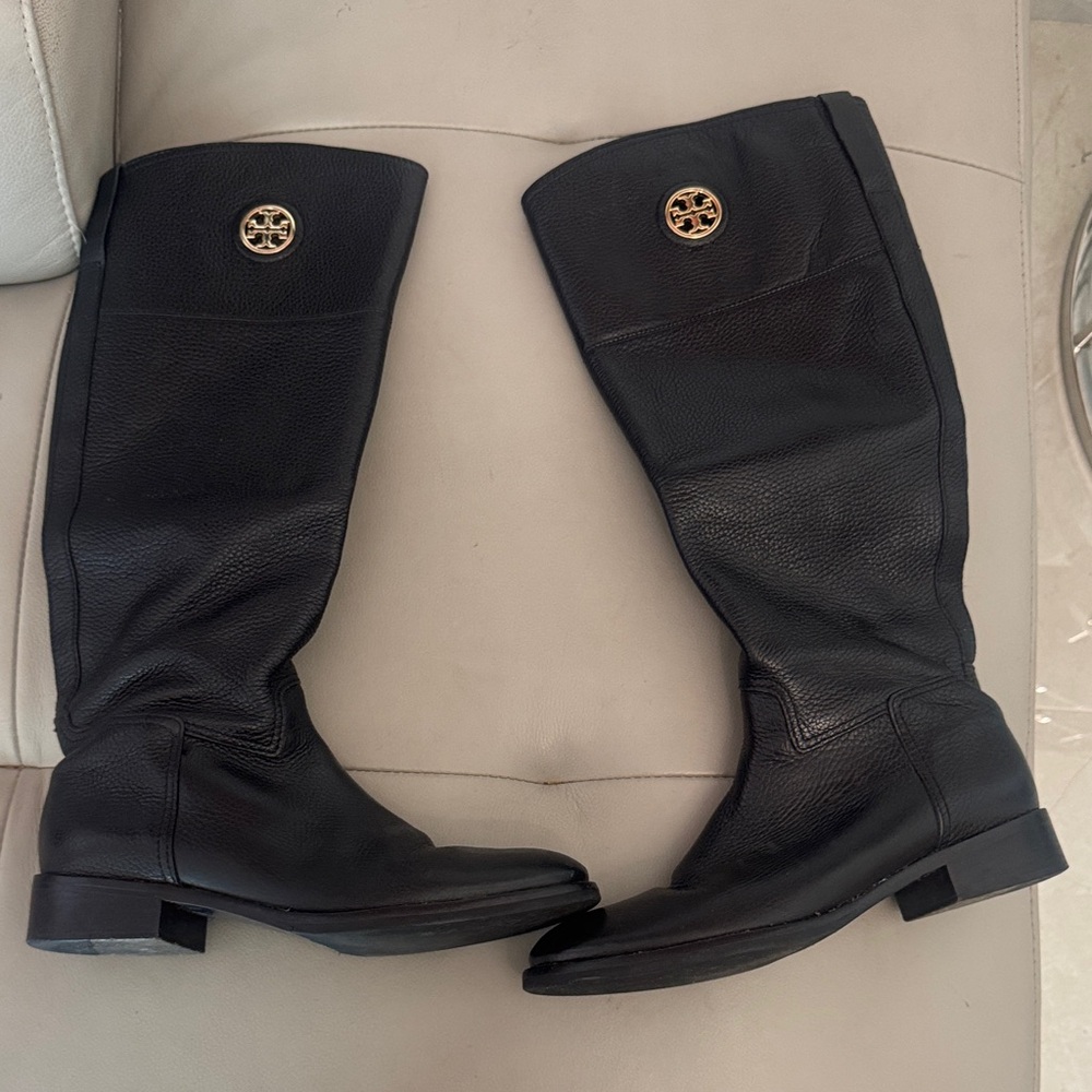 Tory Burch Black Leather Riding Boots
